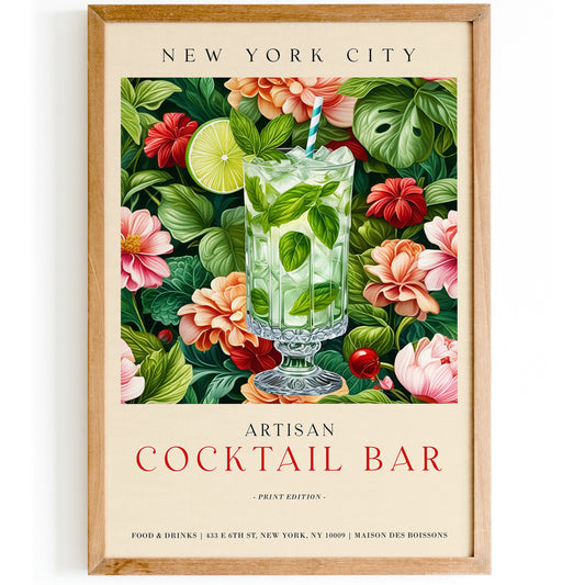 New York City Coctail Bar Green Wall Art