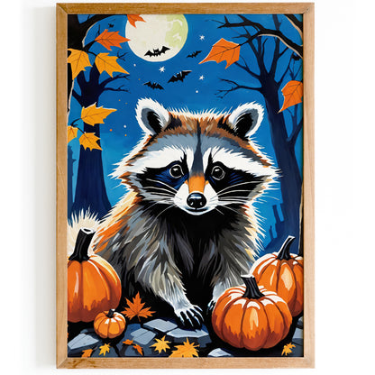 Racoon with Pumpkins Hallowen Wall Art