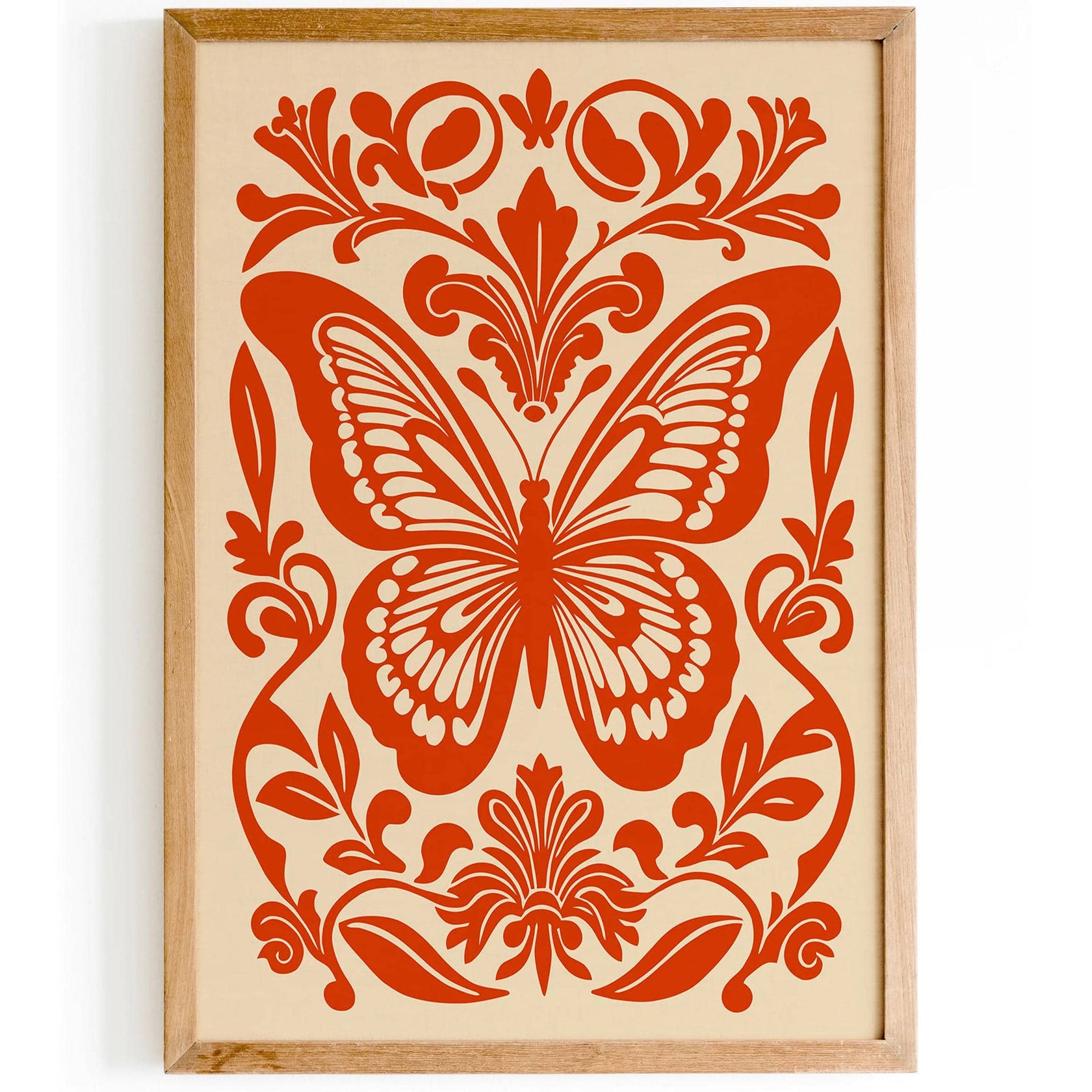 Red Rococo Style Butterfly Animal Poster – HypeSheriff