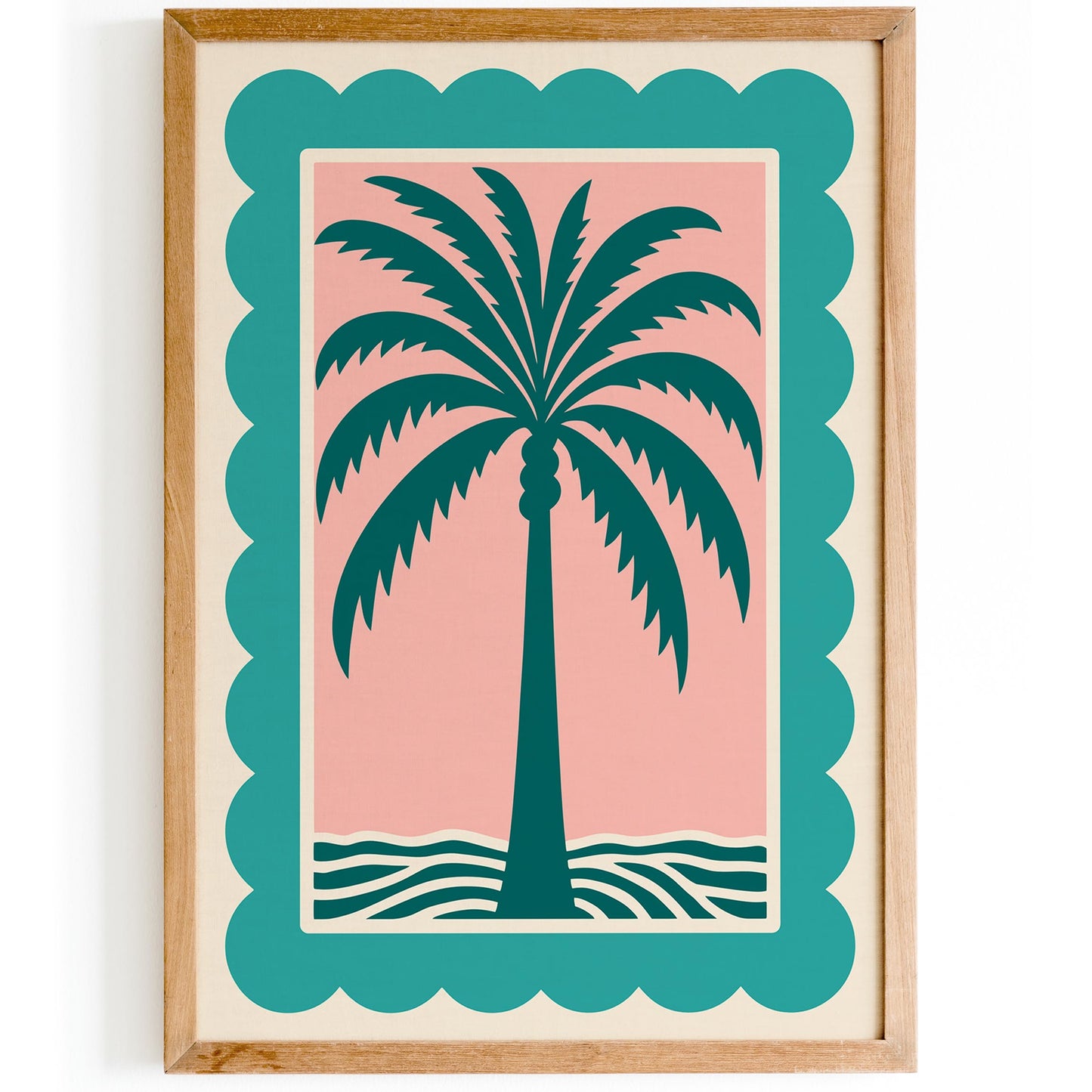 Palm Tree Pink Teal Poster - Retro Tropical Beach Wall Art