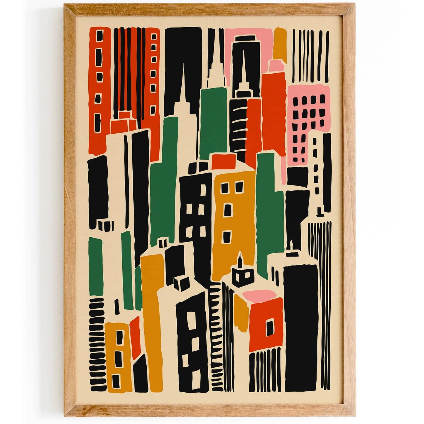Abstract Retro NYC Buildings Poster