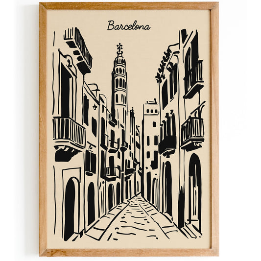 Barcelona Cityscape Poster