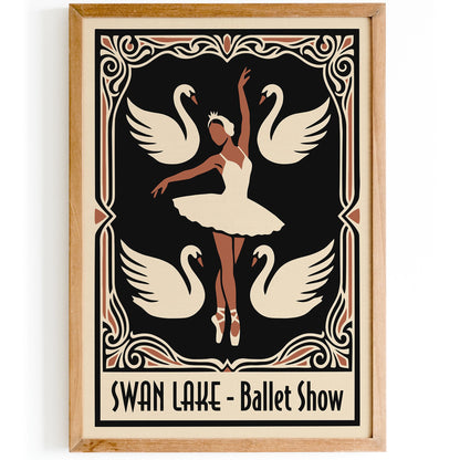 Swan Lake Ballet Art Nouveau Poster