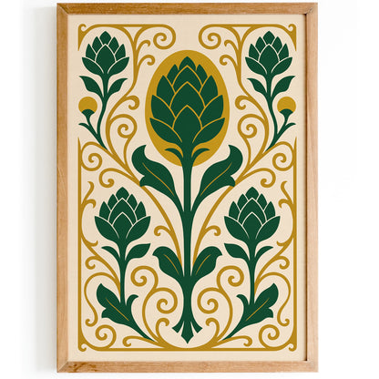 Art Nouveau Abstract Artichoke Art Print for Kitchen Decor