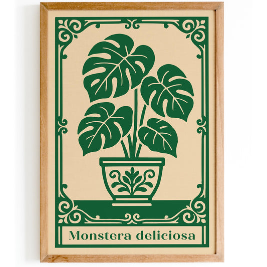 Monstera Deliciosa Poster - Green Plant Wall Art