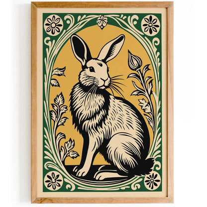 Rabbit Portrait Poster Farmhouse Kitchen Wall Decor