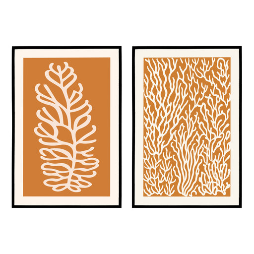 Set of 2 Boho Orange Corals Poster