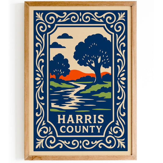 Harris County Travel Poster - Blue Landscape Art Print