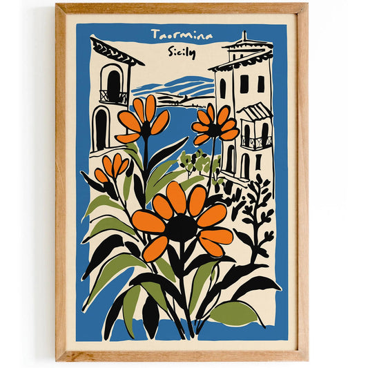 Taormina Sicily Landscape Travel Poster