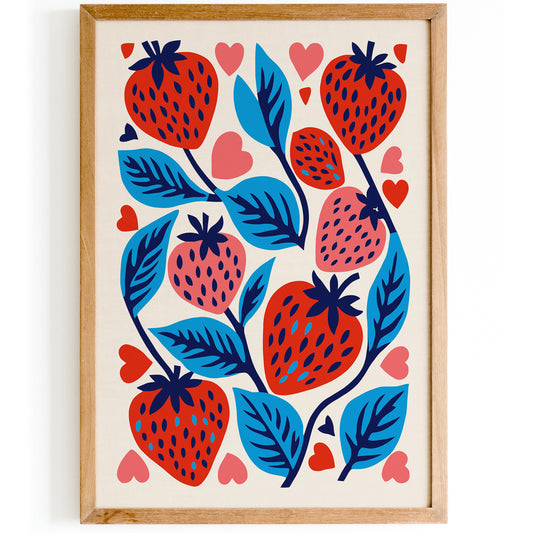 Vintage Fruit Art - Retro Strawberry Decor