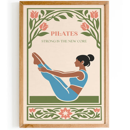 Pilates Poster – “Strong Is the New Core” Fitness Wall Art