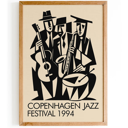 Copenhagen Jazz Festival Poster - Retro Cubist Wall Art Print