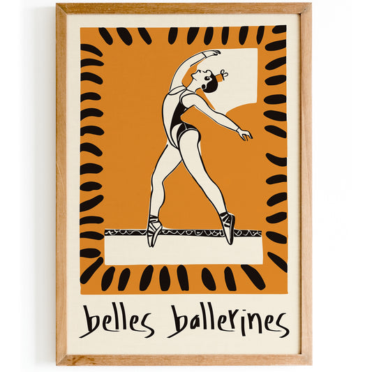 Belles Ballerines - Retro Ballerina Wall Art Print