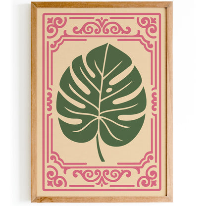 Rococo Revival Green Monstera Leaf Poster