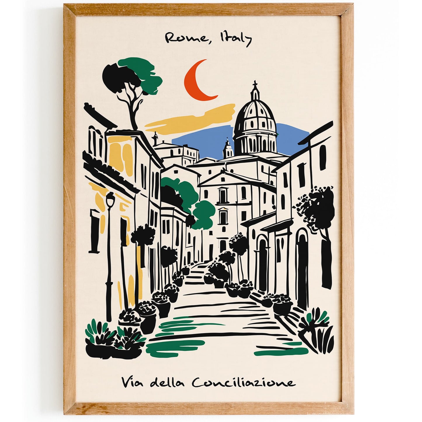 Italy Travel Poster - Rome Ink Sketch Art