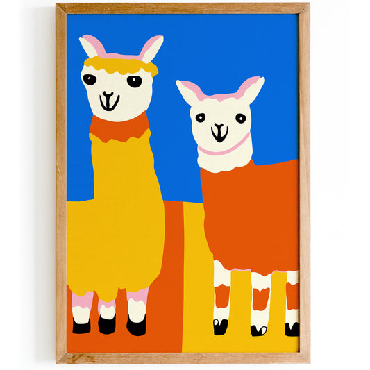 Funny Cute Llamas Kids Room Decor Art