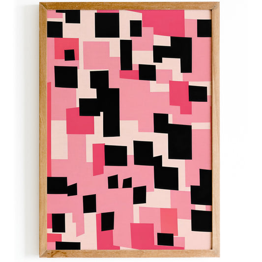 Pink and Black Colorblocks Art Print