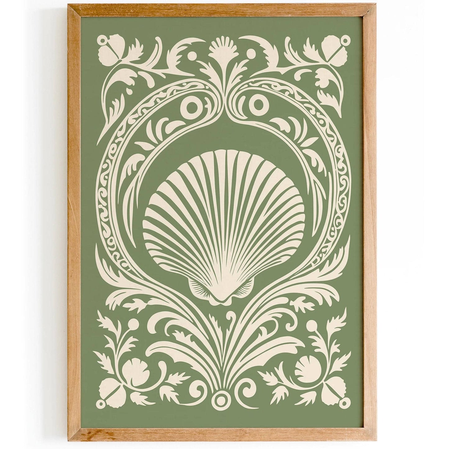 Greem Rococo Seashell Elegant Poster
