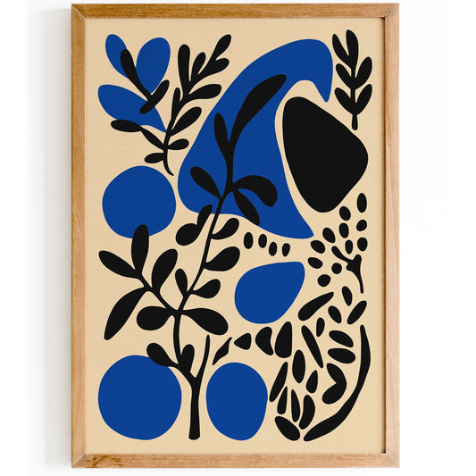 Modern Botanical Abstract Blue Poster