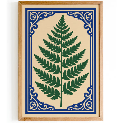 Fern Leaf in Rococo Style Poster - Botanical Classic Home Decor