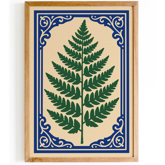 Fern Leaf in Rococo Style Poster - Botanical Classic Home Decor