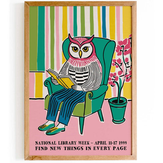 Library Week Owl Poster Print