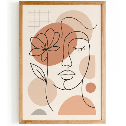 Line Art Soft Woman Face Art Print