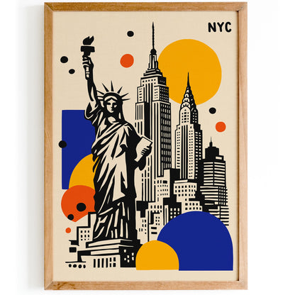 NYC Travel Poster – Modern Cityscape Wall Art Print