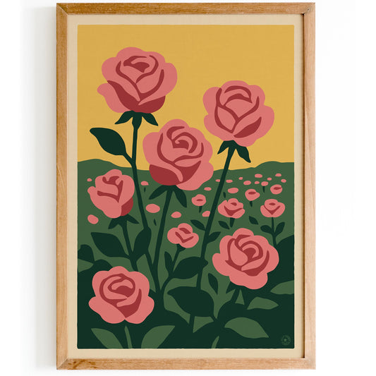 Pink Roses Garden Poster