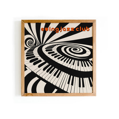 Swing Jazz Club – Black & White Psychedelic Music Print