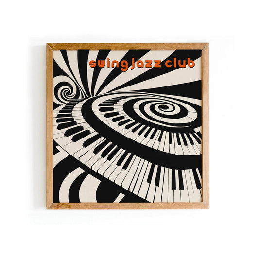 Swing Jazz Club – Black & White Psychedelic Music Print