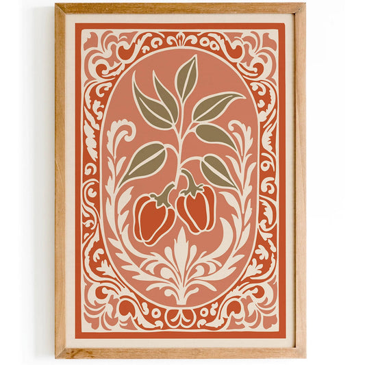 Rococo Style Peppers Vegetable Poster