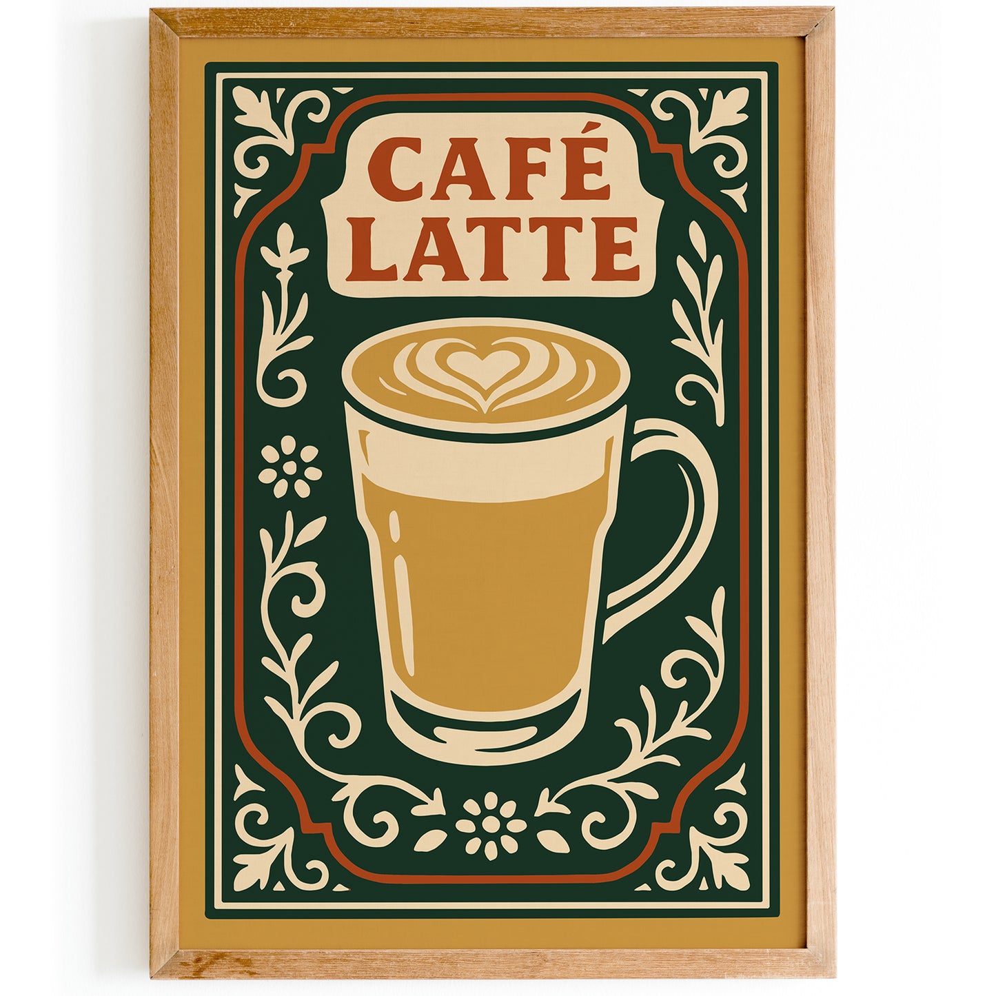 Cafe Latte Poster - Cafe Wall Decor in Rococo Elegant Style