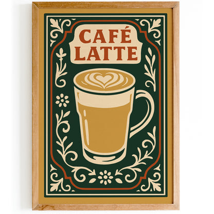 Cafe Latte Poster - Cafe Wall Decor in Rococo Elegant Style