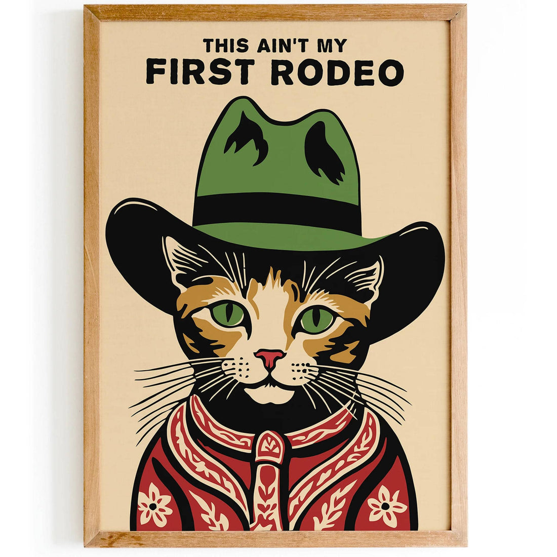 Cowboy Cat Wall Art – This Ain't My First Rodeo Print – HypeSheriff