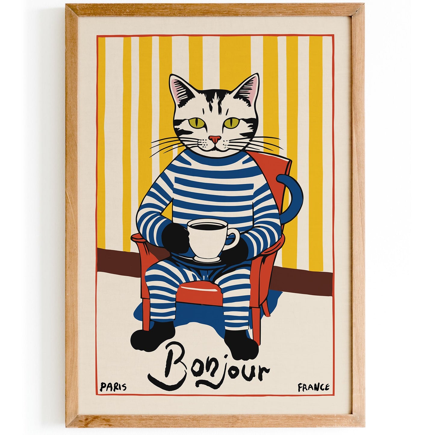 Bonjour Coffee Cat Wall Art Dining