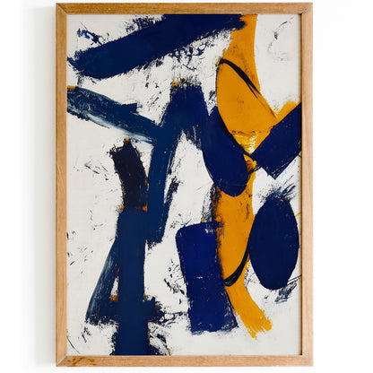 Navy Blue and Yellow Abstract Painting Print