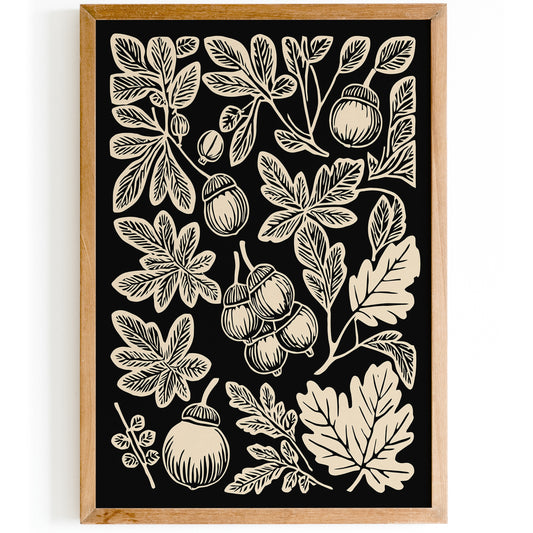 Fall Leaves and Acorns Art Print