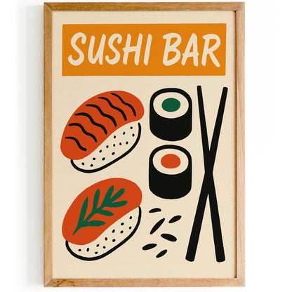Sushi Bar Minimalist Art Print for Kitchen Decor
