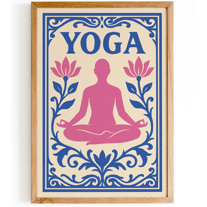 Pink and Blue Yoga Poster