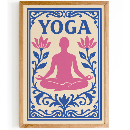 Pink and Blue Yoga Poster