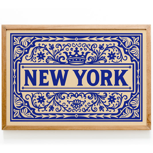 Rococo New York City Typography Horizontal Art Print