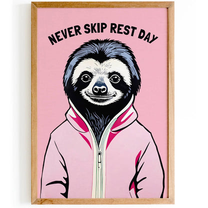 Never Skip Rest Day Cute Sloth Poster
