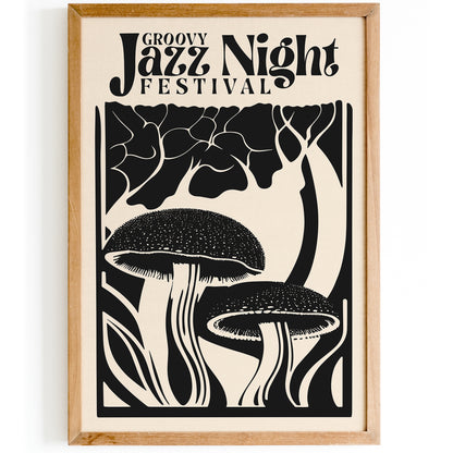 Groovy Jazz Night BW Art Print