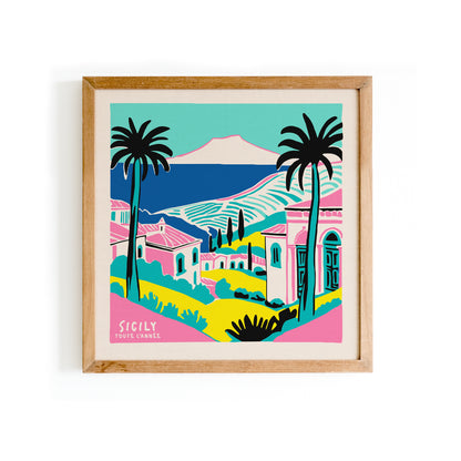 Sicily Tropical Travel Square Art Print 2024