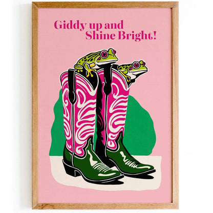 Giddy Up Frog Boots Art Print