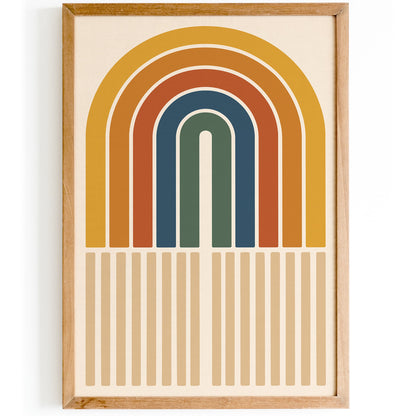 Retro Rainbow Poster - Geometric Modern Wall Art