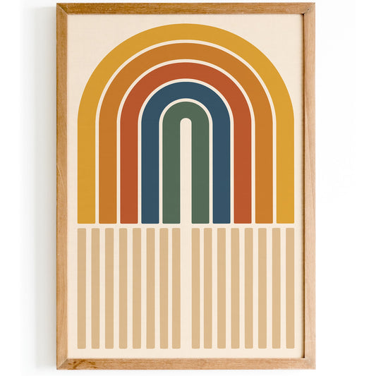 Retro Rainbow Poster - Geometric Modern Wall Art