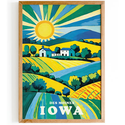 Iowa Retro Travel Art Print