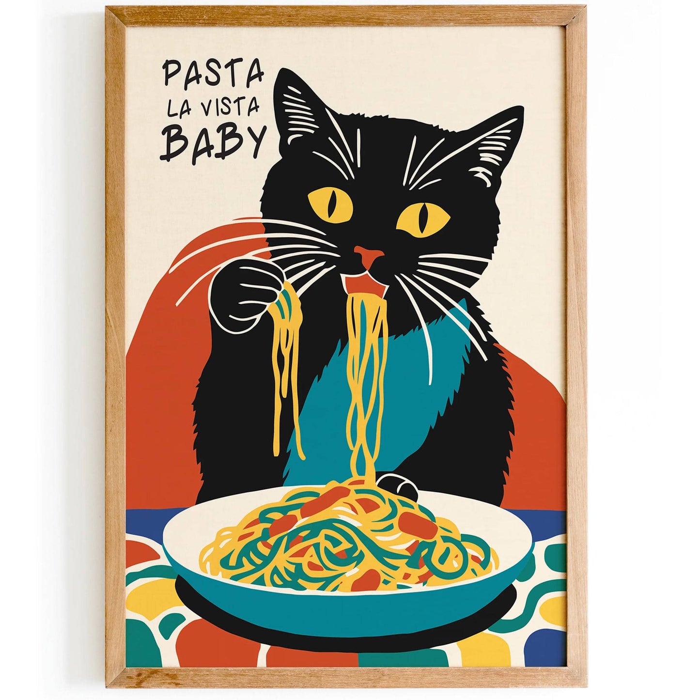 Pasta La Vista Baby Funny Cat Spaghetti Wall Art - HypeSheriff